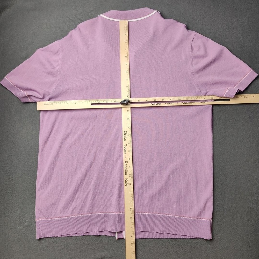 Paul Jones Shirt Mens XL Purple Knit Button Front Ribbed Contrast Piping Work Sc - Picture 7 of 9